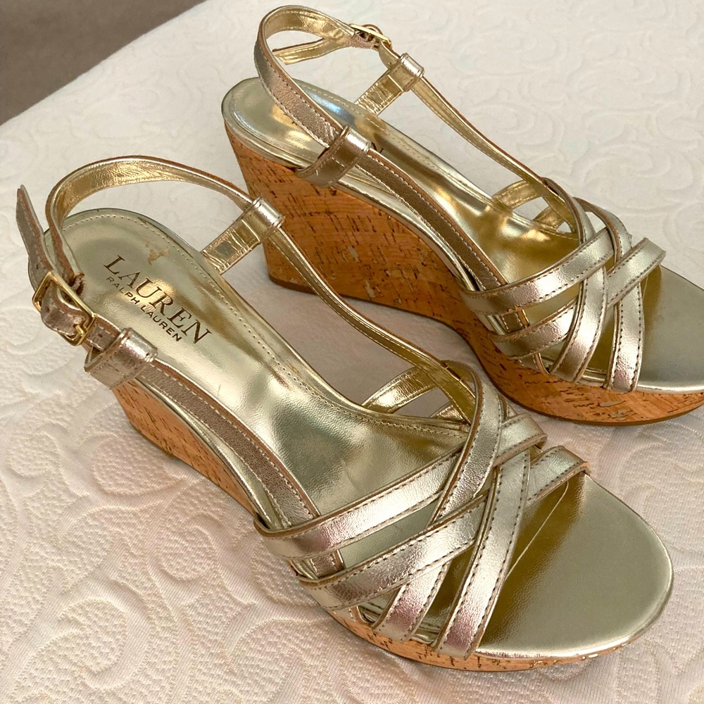 Gold Evening Wedge Shoes